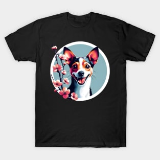 Toy Fox Terrier Celebrates Spring Amid Cherry Blossoms T-Shirt